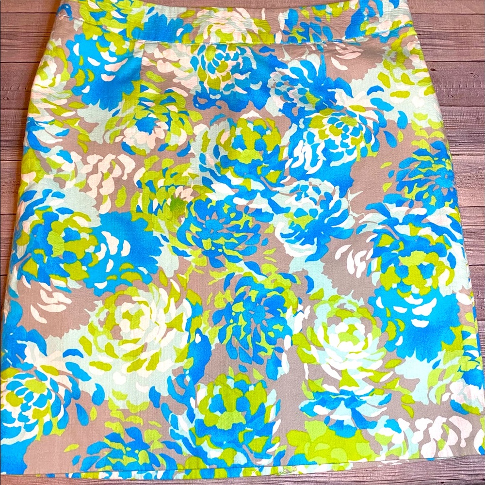 MADISON BLUE & LIME GREEN WATERCOLOR FLORAL SKIRT